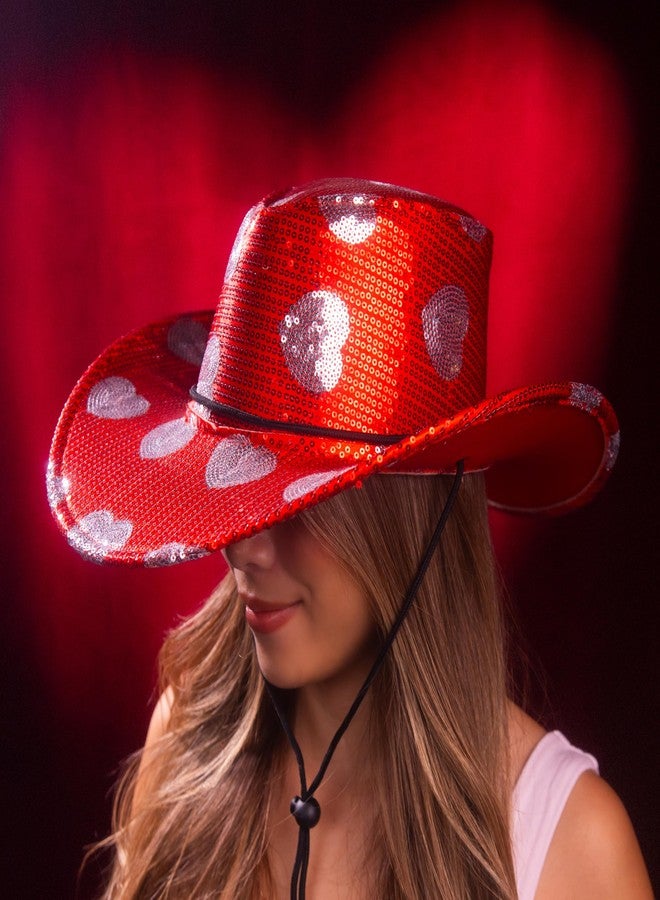 Cool Things Corp Valentine Cowboy Hat for Kids & Adults - Red Sequin Western Hat with Adjustable Strap, Novelty Dress-Up Accessory for Galentine’s, Brunches, Valentine Parties & Photo Props - Image 4